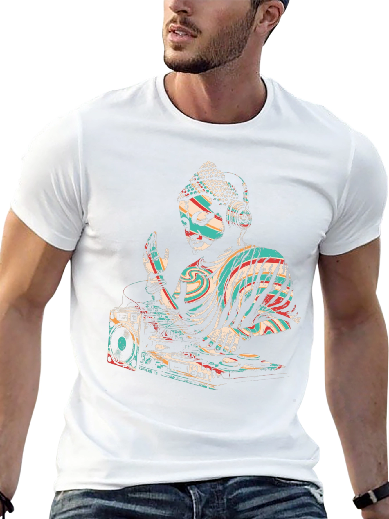 DJ Buddha Graphic Tee - Cool Spiritual Style