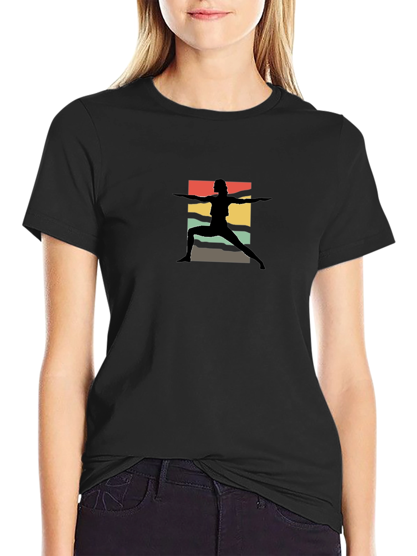 Retro Yoga Silhouette Black Tee
