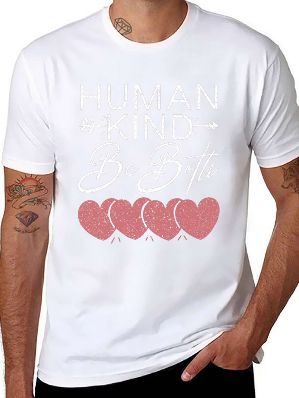 Human Kind Be Both T-Shirt Kindness Hearts Tee