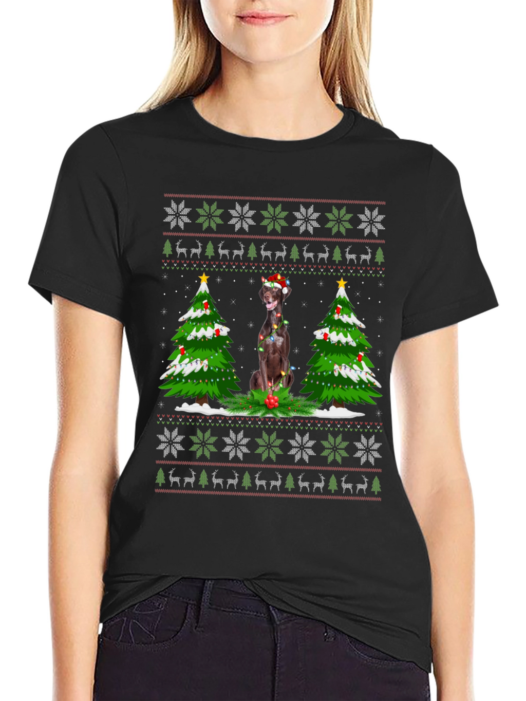 Festive Dog Christmas Sweater T-Shirt