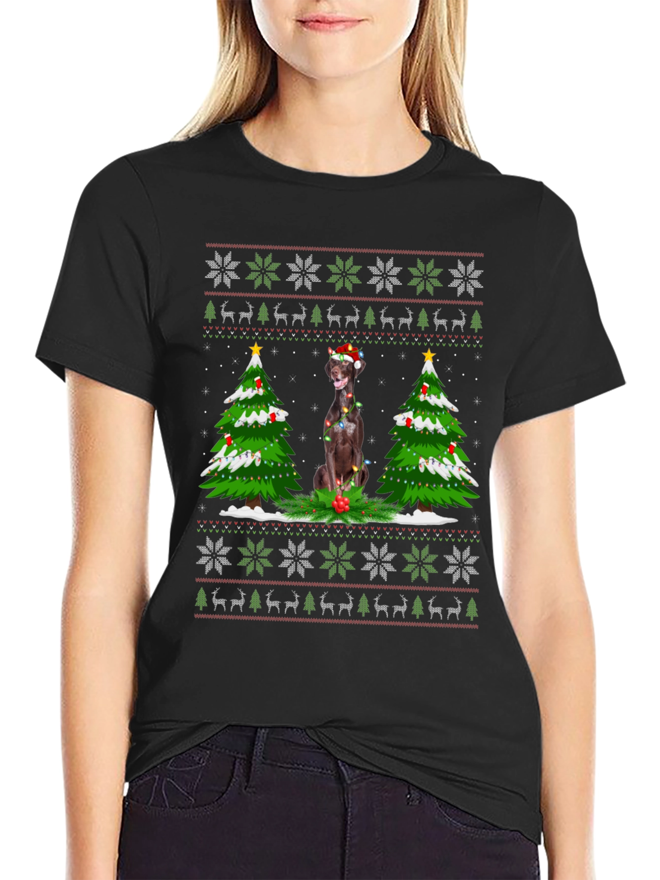 Festive Dog Christmas Sweater T-Shirt
