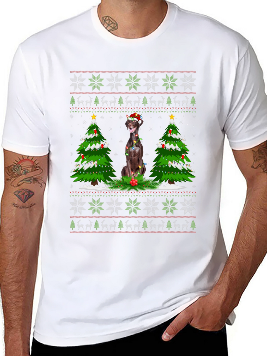 Festive Dog Christmas Sweater T-Shirt