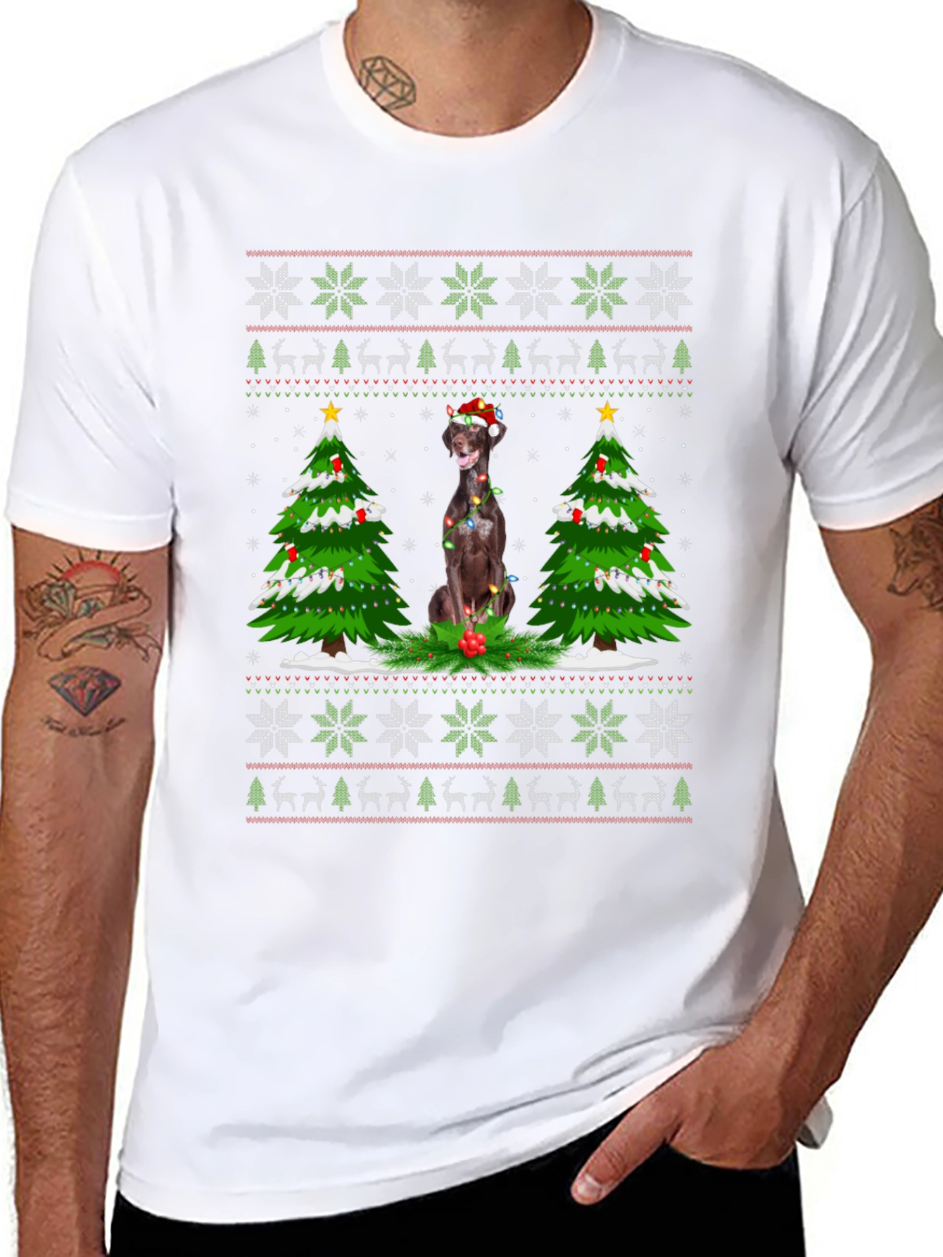 Festive Dog Christmas Sweater T-Shirt