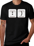 Black T-Shirt with Smiley Face Keyboard Keys