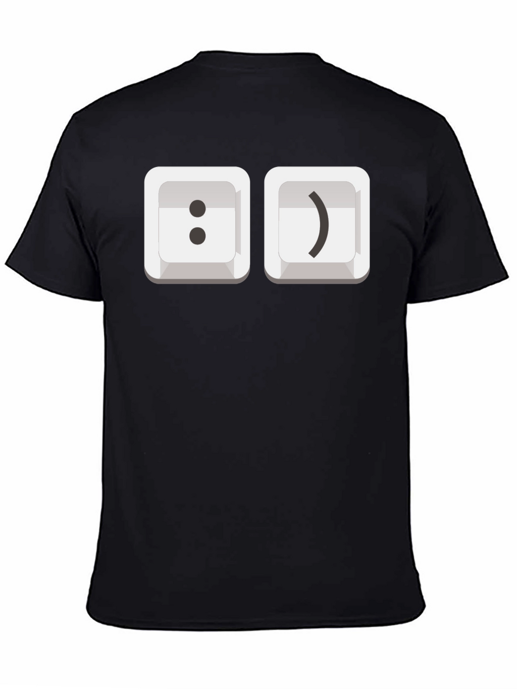 Black T-Shirt with Smiley Face Keyboard Keys
