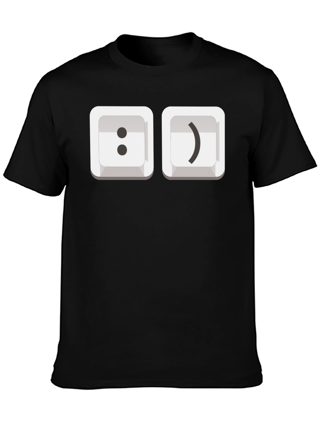 Black T-Shirt with Smiley Face Keyboard Keys