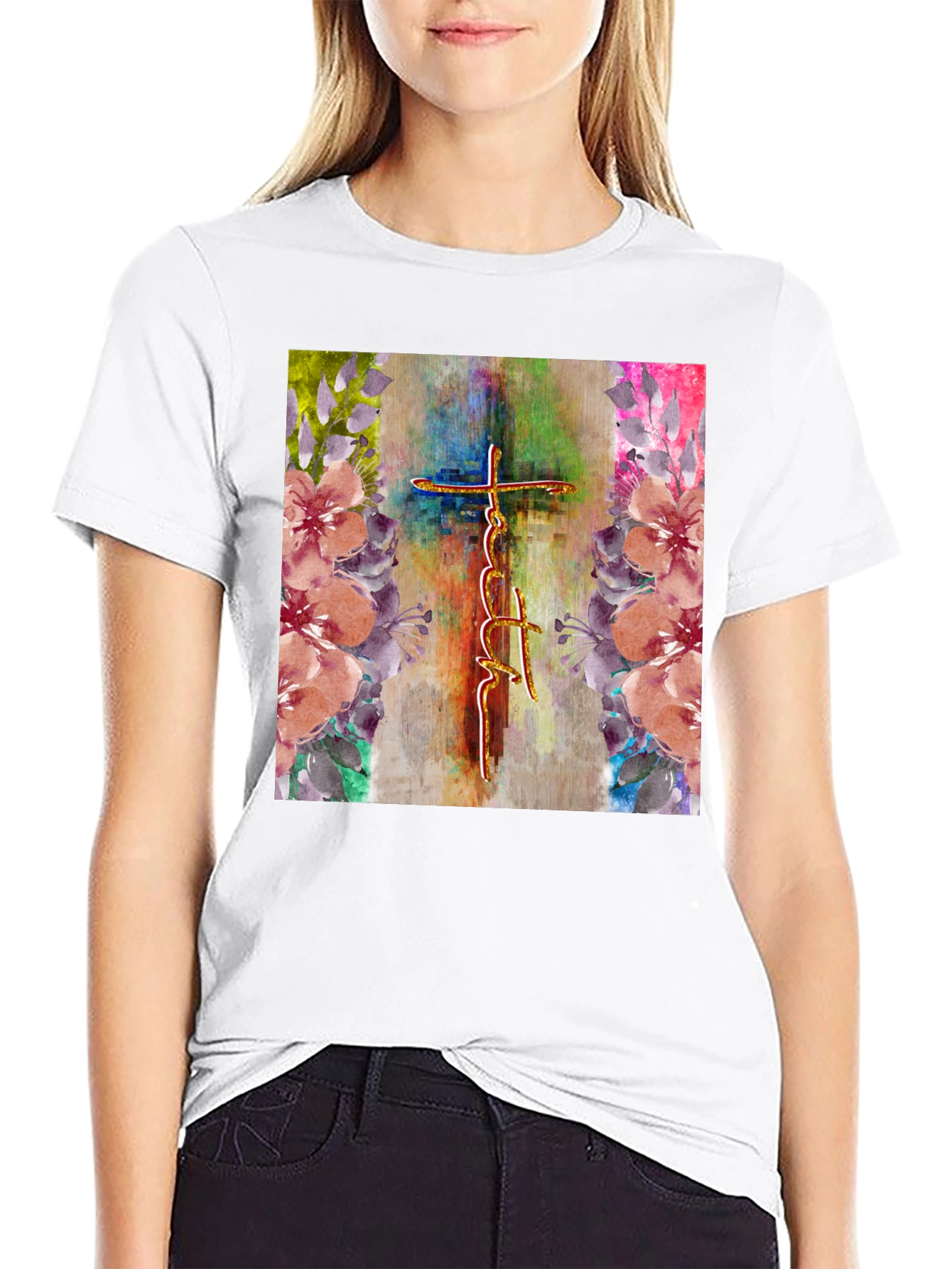 Faith Cross Floral Graphic Tee