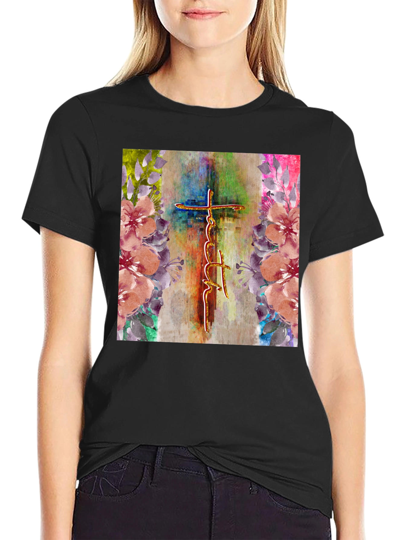 Faith Cross Floral Graphic Tee