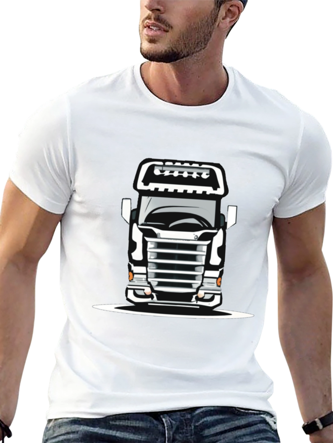 Truck Graphic Tee - Bold Black Cotton T-Shirt