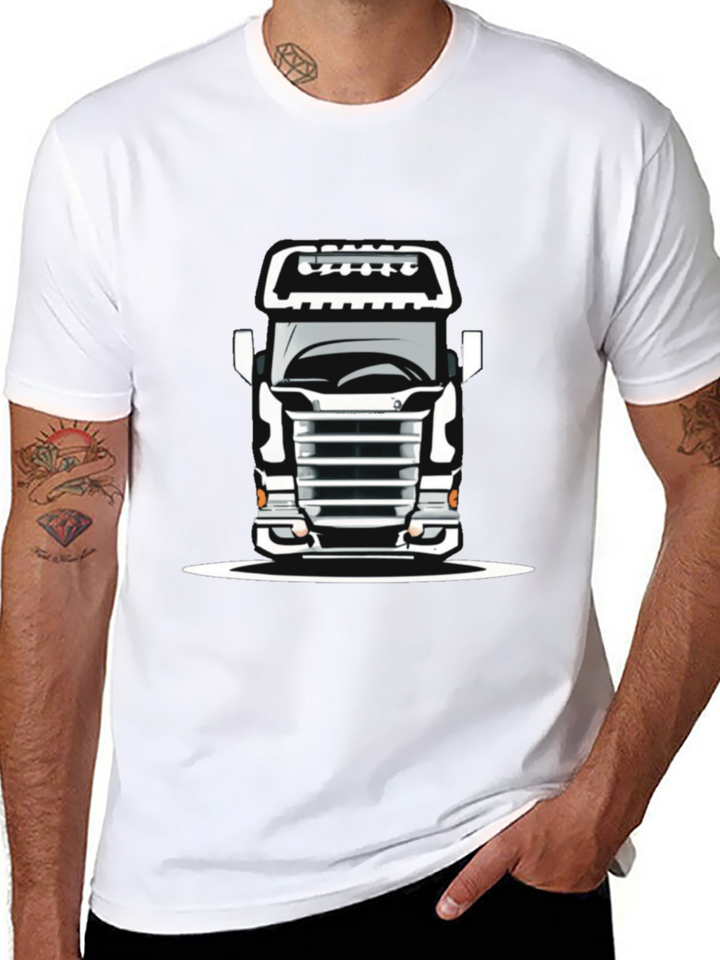 Truck Graphic Tee - Bold Black Cotton T-Shirt