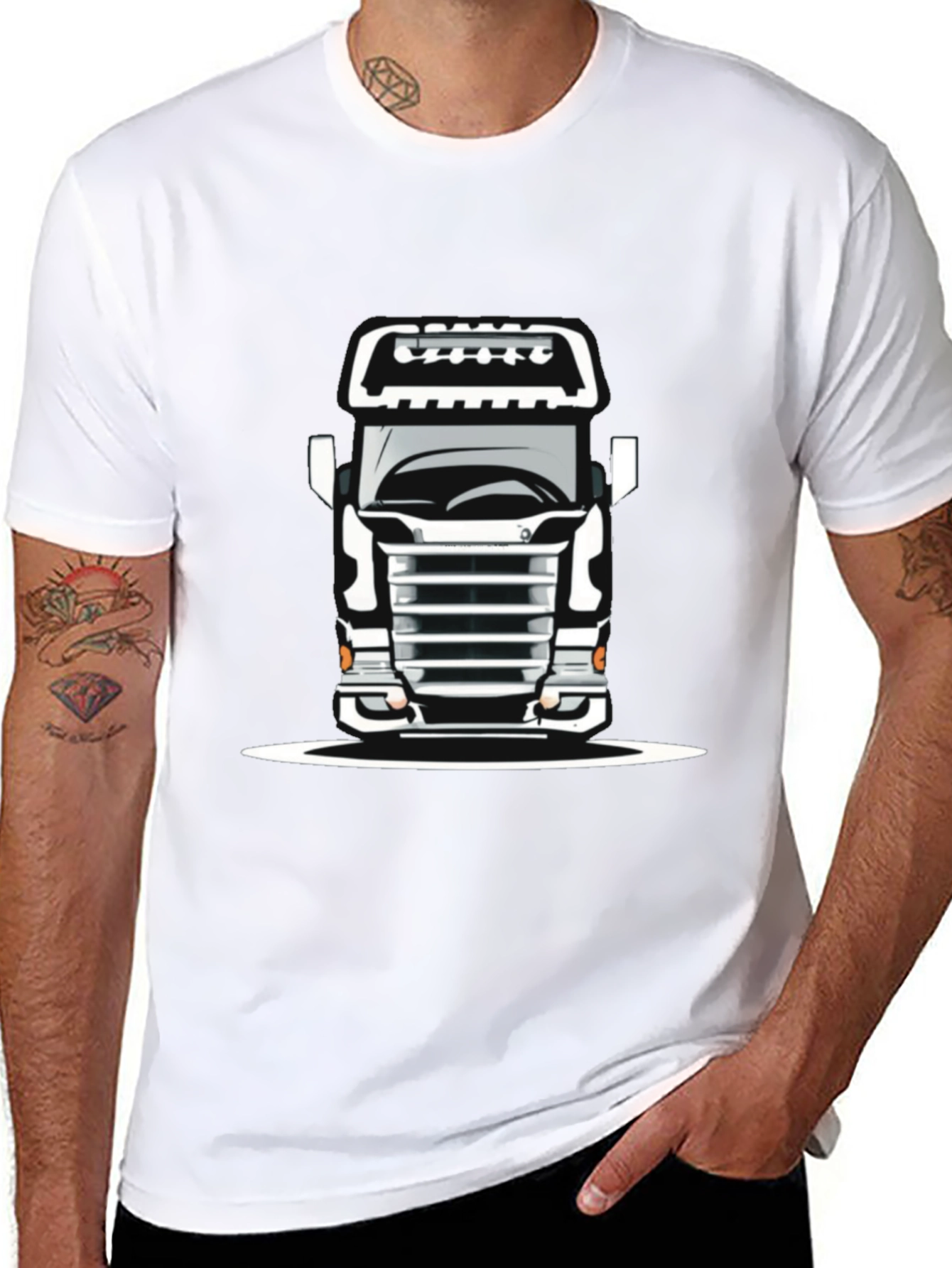 Truck Graphic Tee - Bold Black Cotton T-Shirt