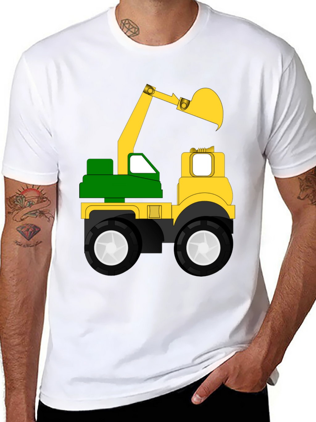 Kids Excavator Truck Graphic Tee - Black