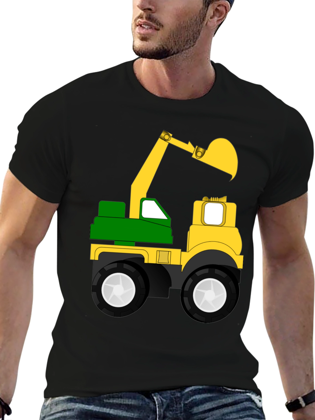Kids Excavator Truck Graphic Tee - Black