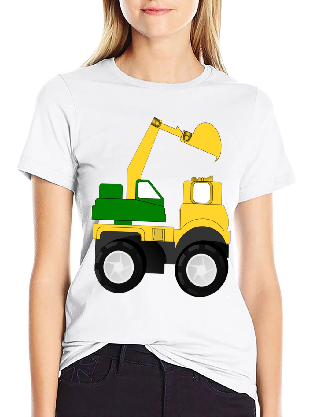 Kids Excavator Truck Graphic Tee - Black