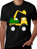 Kids Excavator Truck Graphic Tee - Black