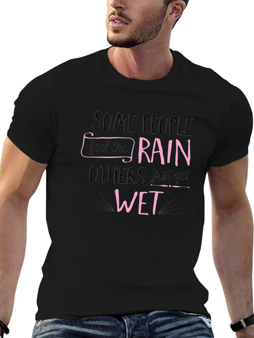 Rain & Wet Graphic Tee - Black Cotton T-Shirt