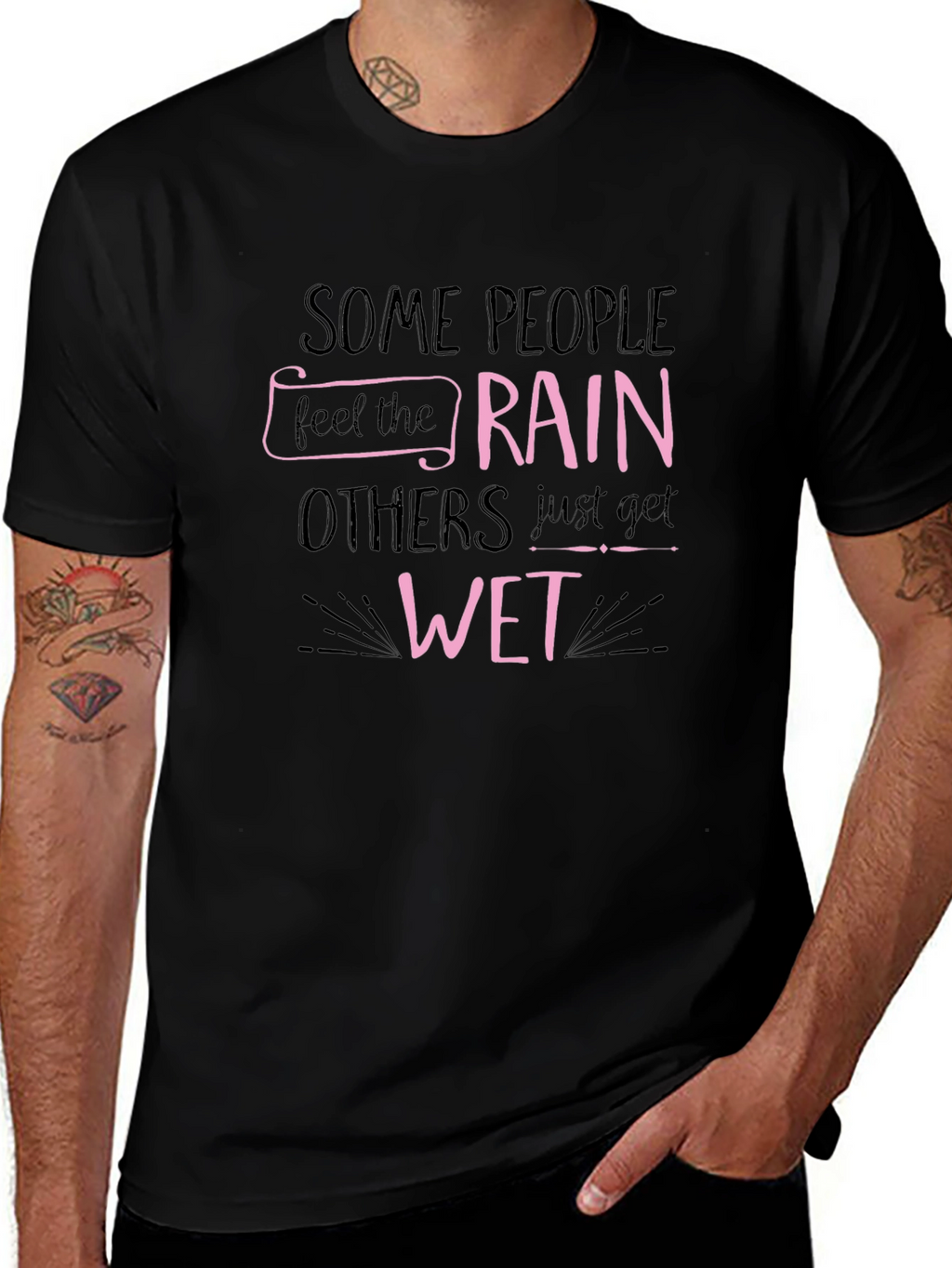 Rain & Wet Graphic Tee - Black Cotton T-Shirt