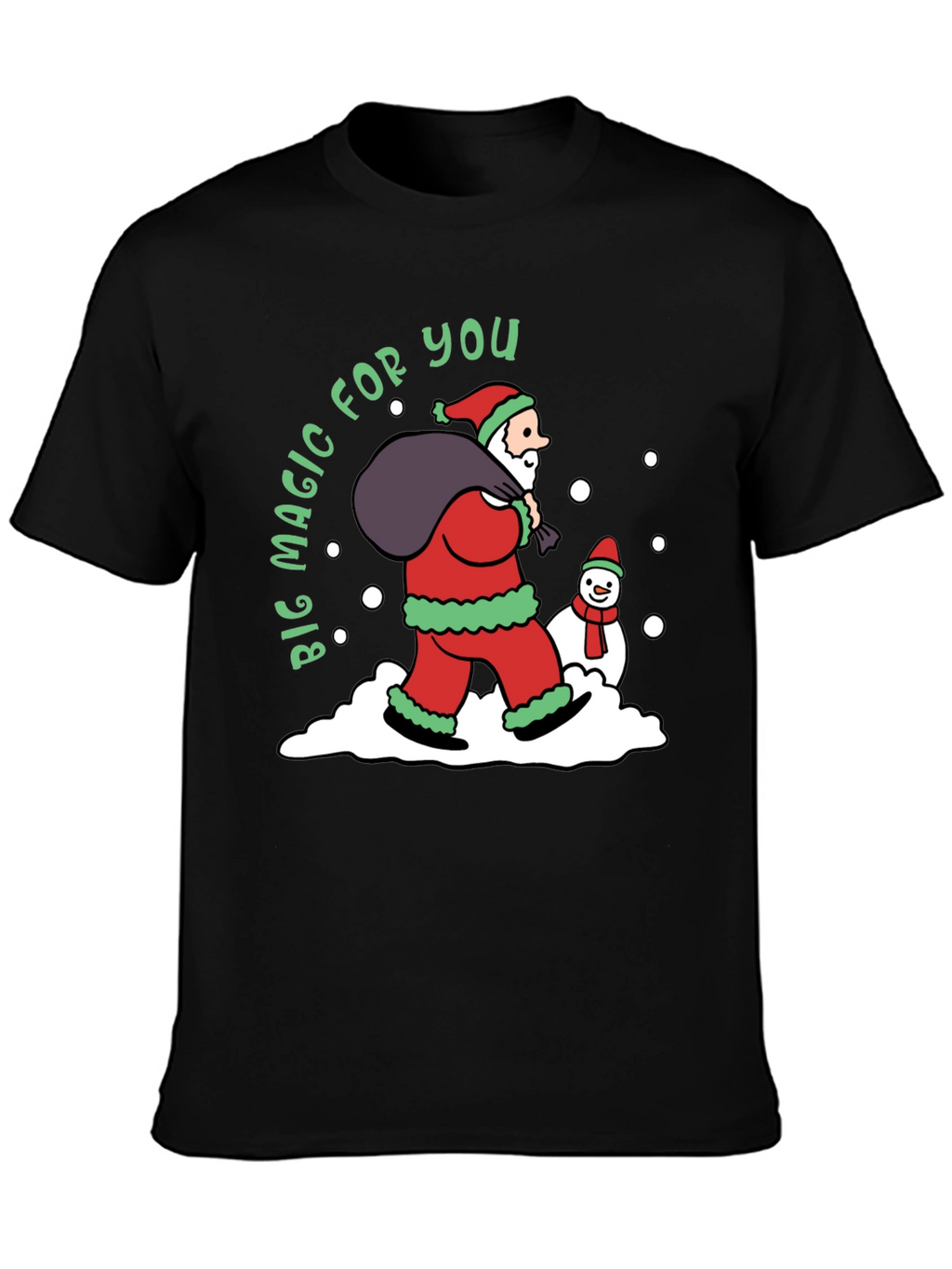 Christmas Magic T-Shirt Santa Claus & Snowman