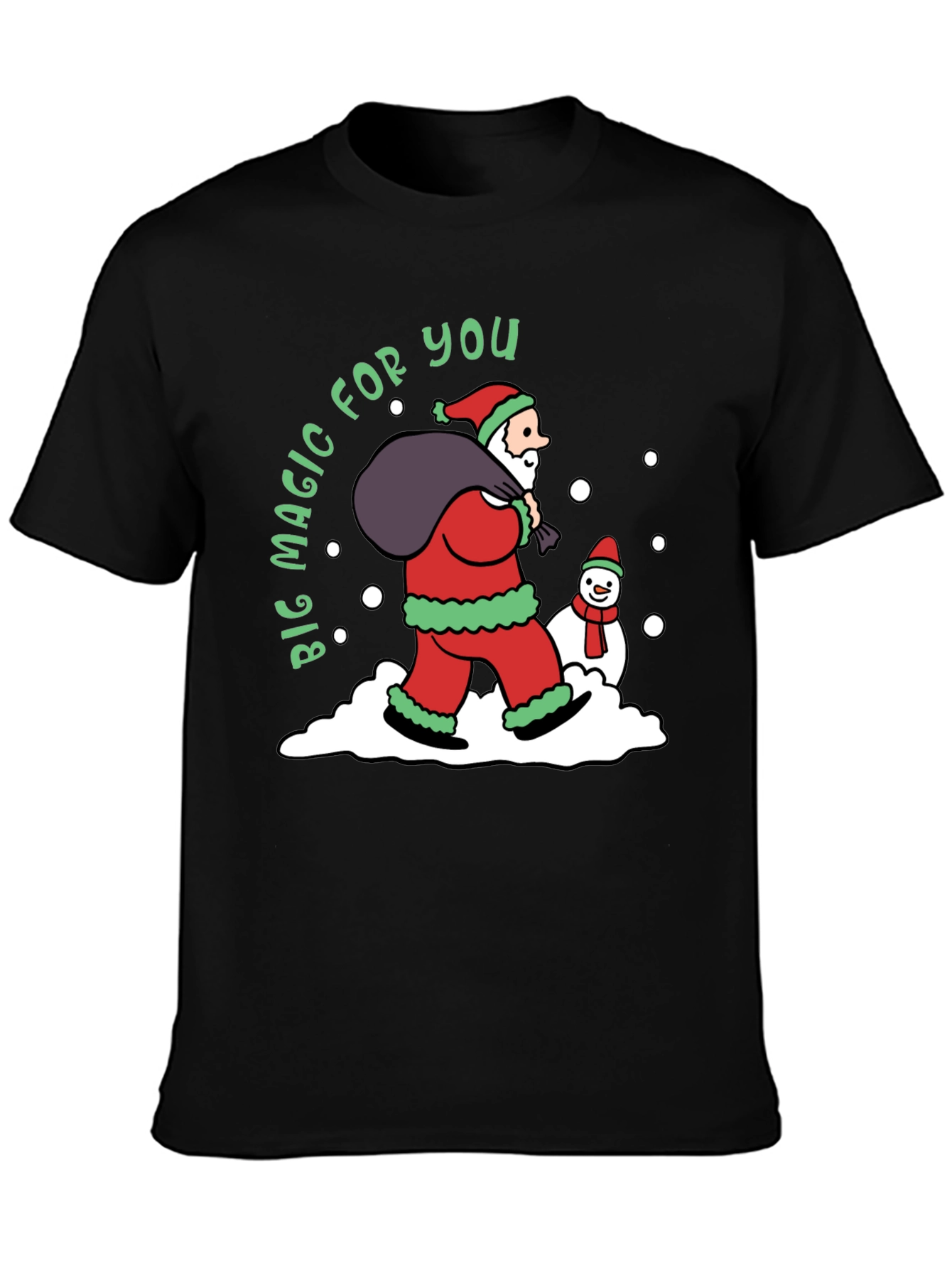 Christmas Magic T-Shirt Santa Claus & Snowman