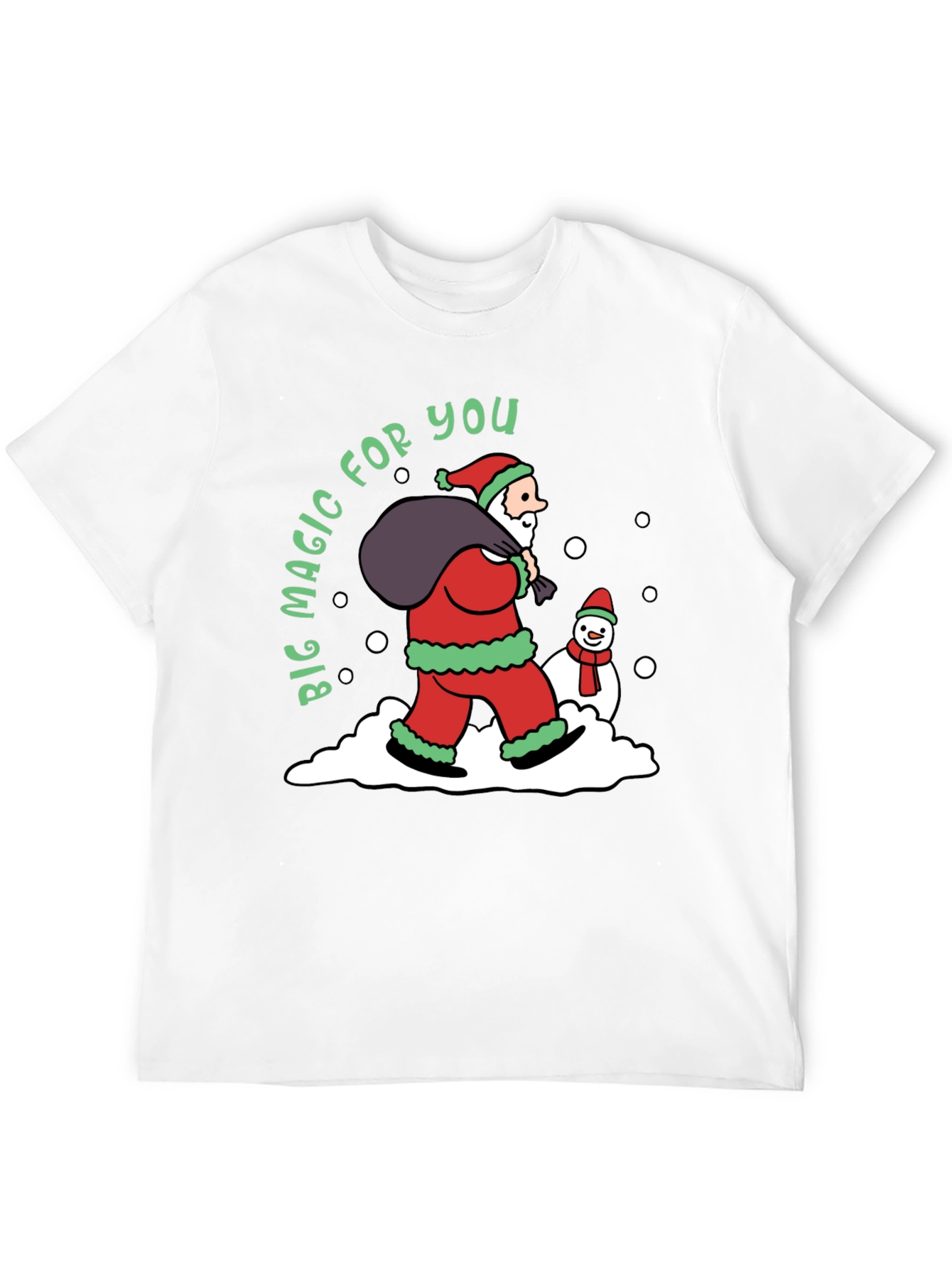 Christmas Magic T-Shirt Santa Claus & Snowman