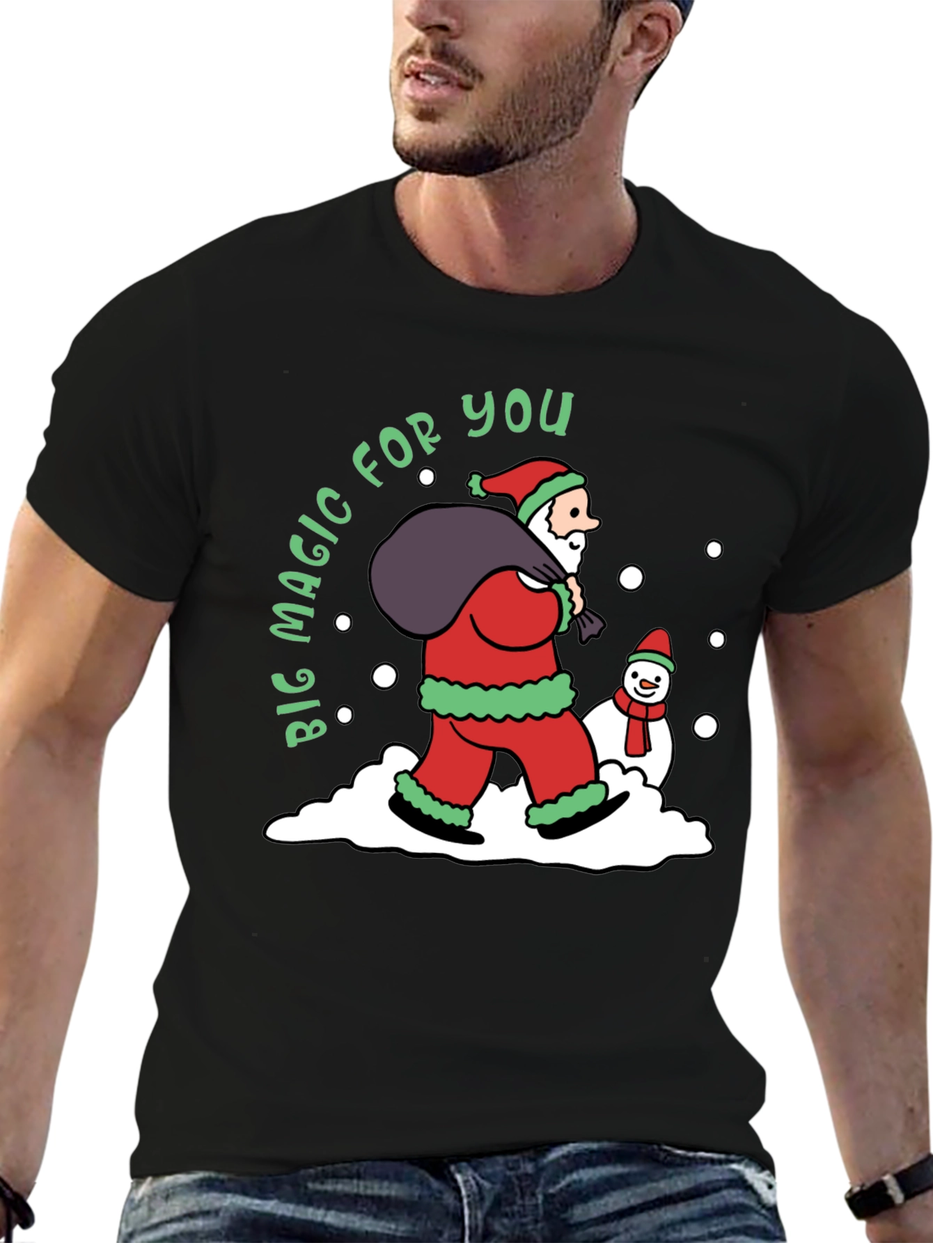 Christmas Magic T-Shirt Santa Claus & Snowman