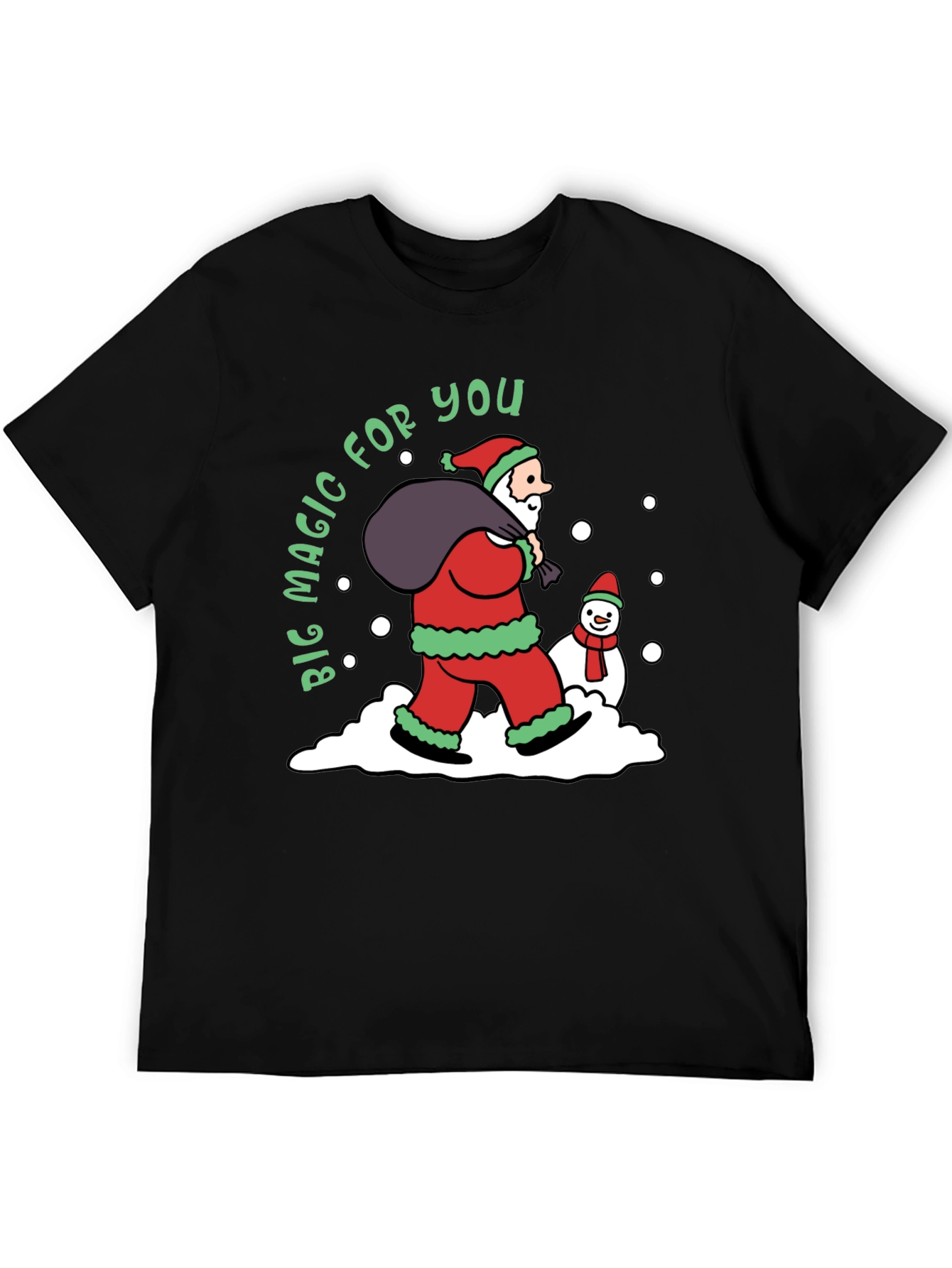 Christmas Magic T-Shirt Santa Claus & Snowman