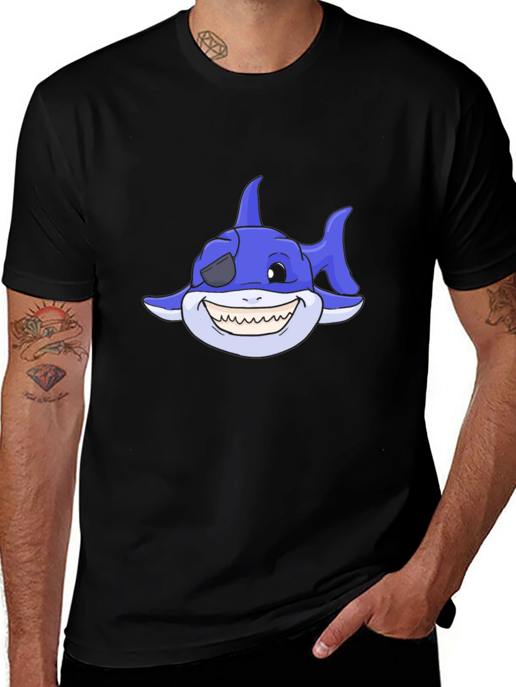 Cartoon Shark T-Shirt - Pirate Shark Tee