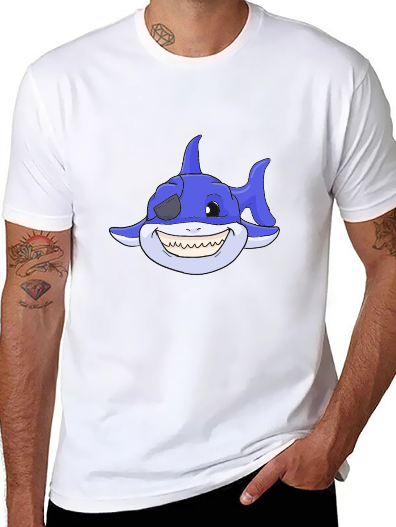 Cartoon Shark T-Shirt - Pirate Shark Tee