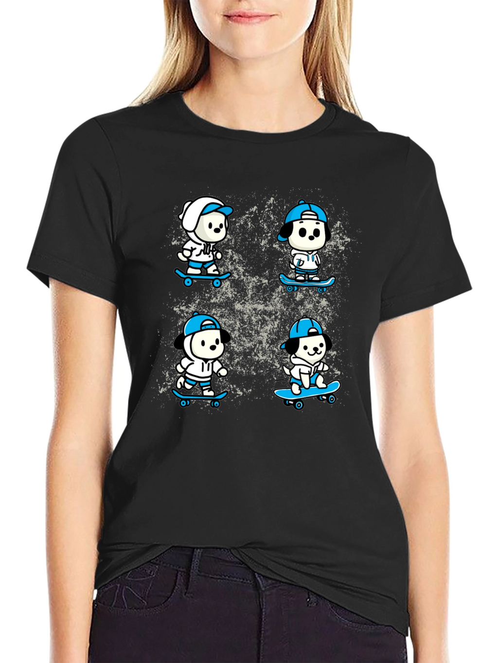 Cool Skateboard Dog T-Shirt - Black