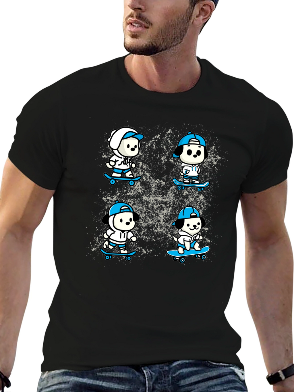 Cool Skateboard Dog T-Shirt - Black