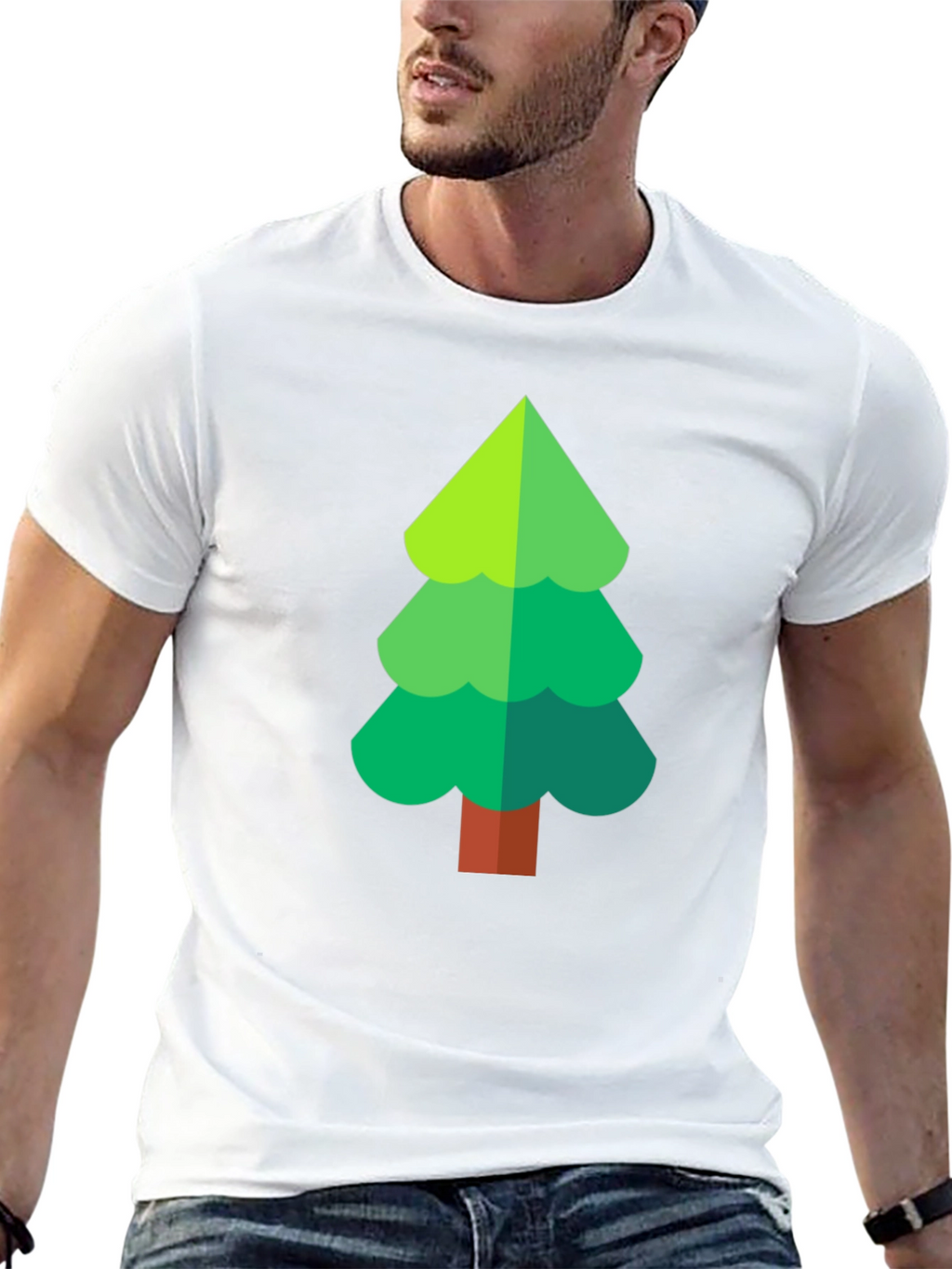 Green Tree Graphic Black T-Shirt