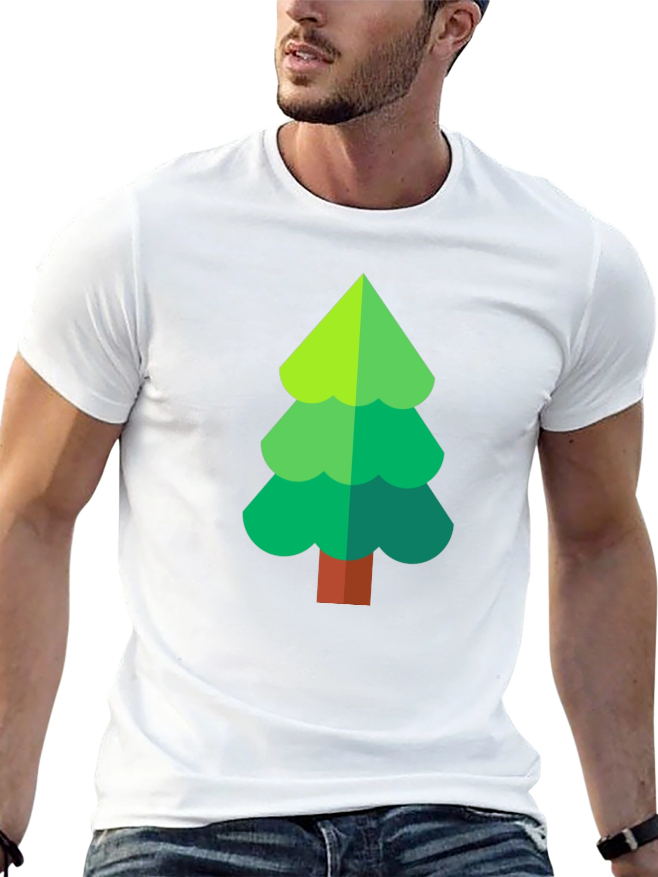 Green Tree Graphic Black T-Shirt