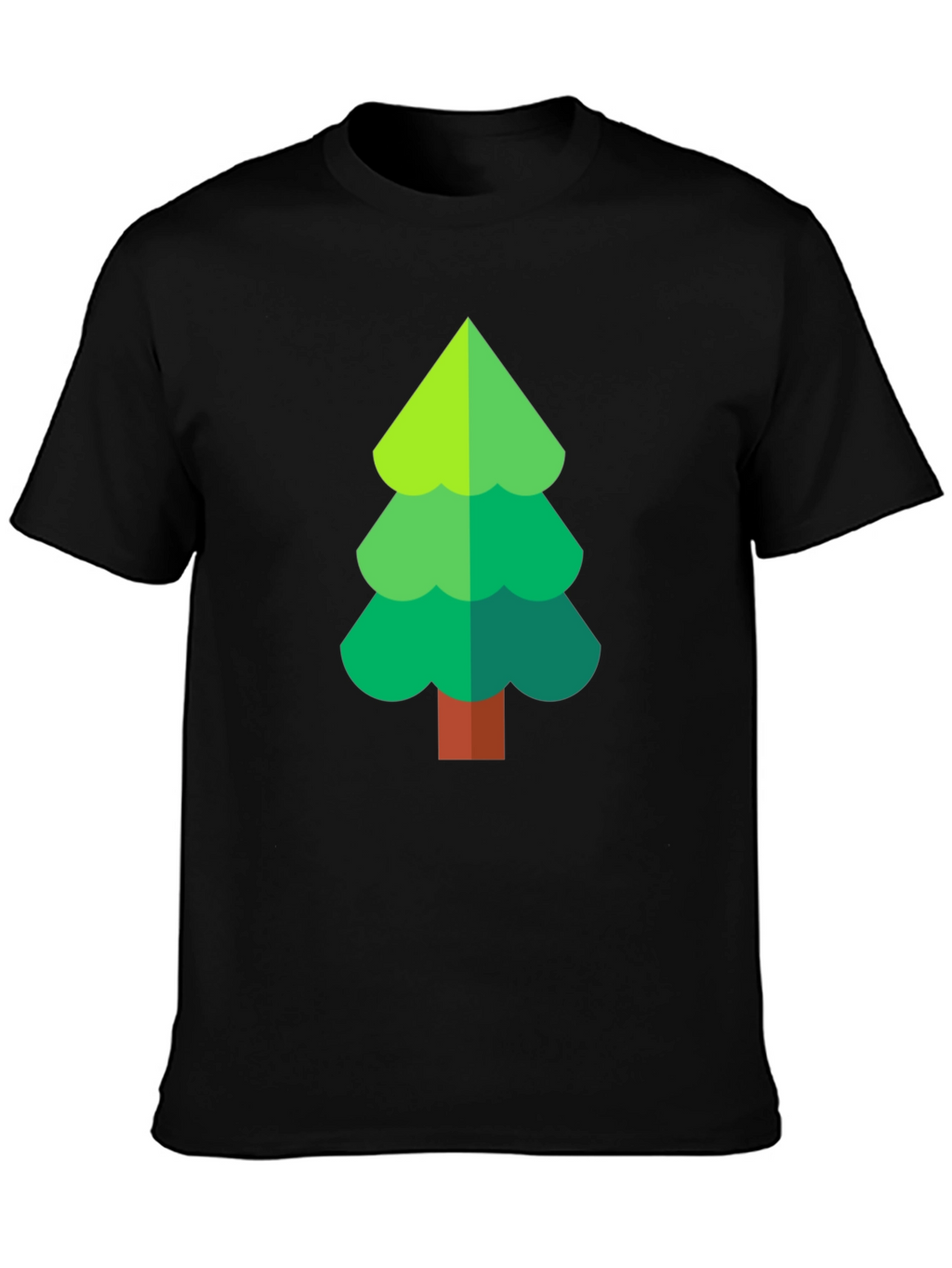 Green Tree Graphic Black T-Shirt