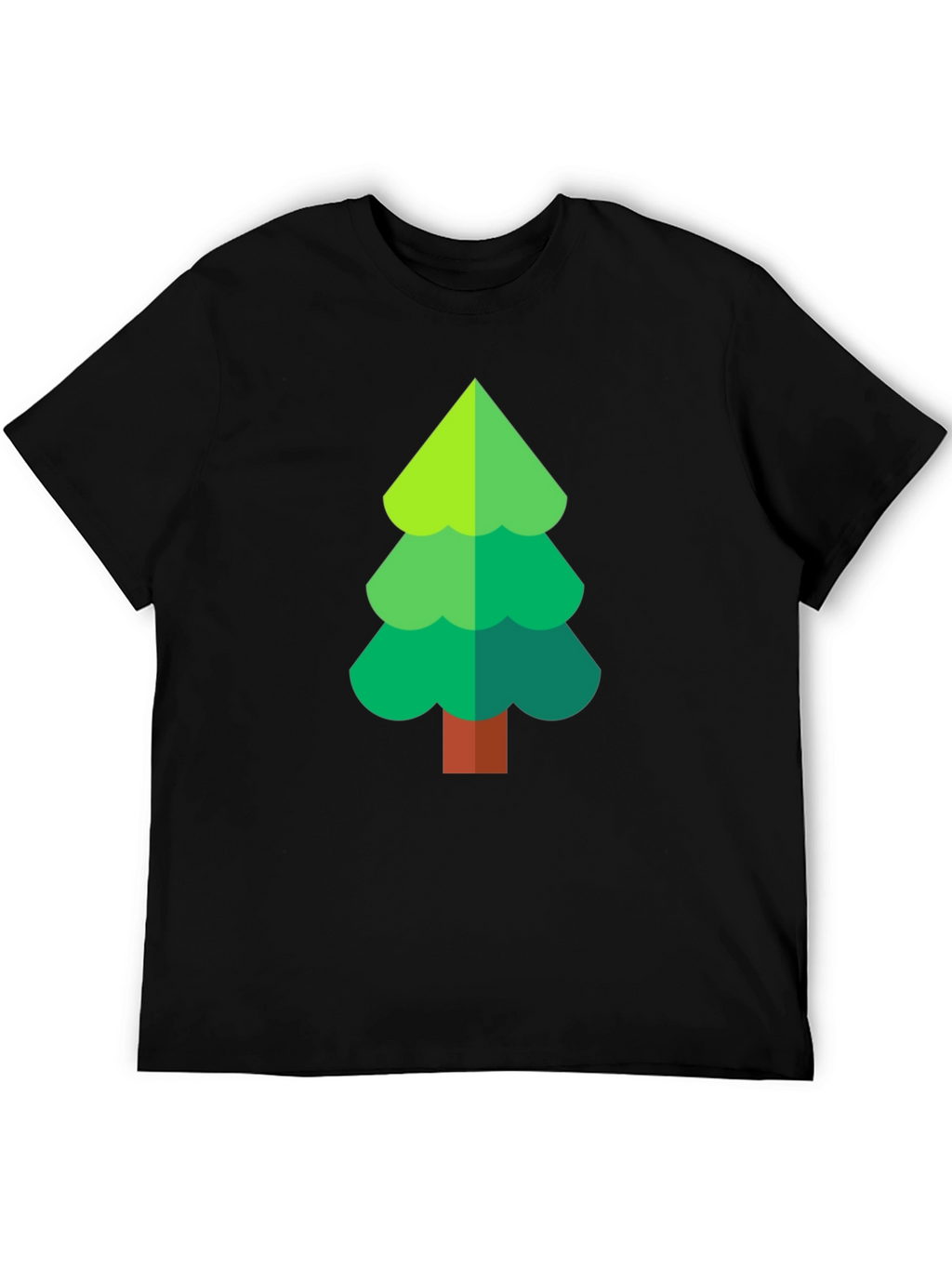 Green Tree Graphic Black T-Shirt