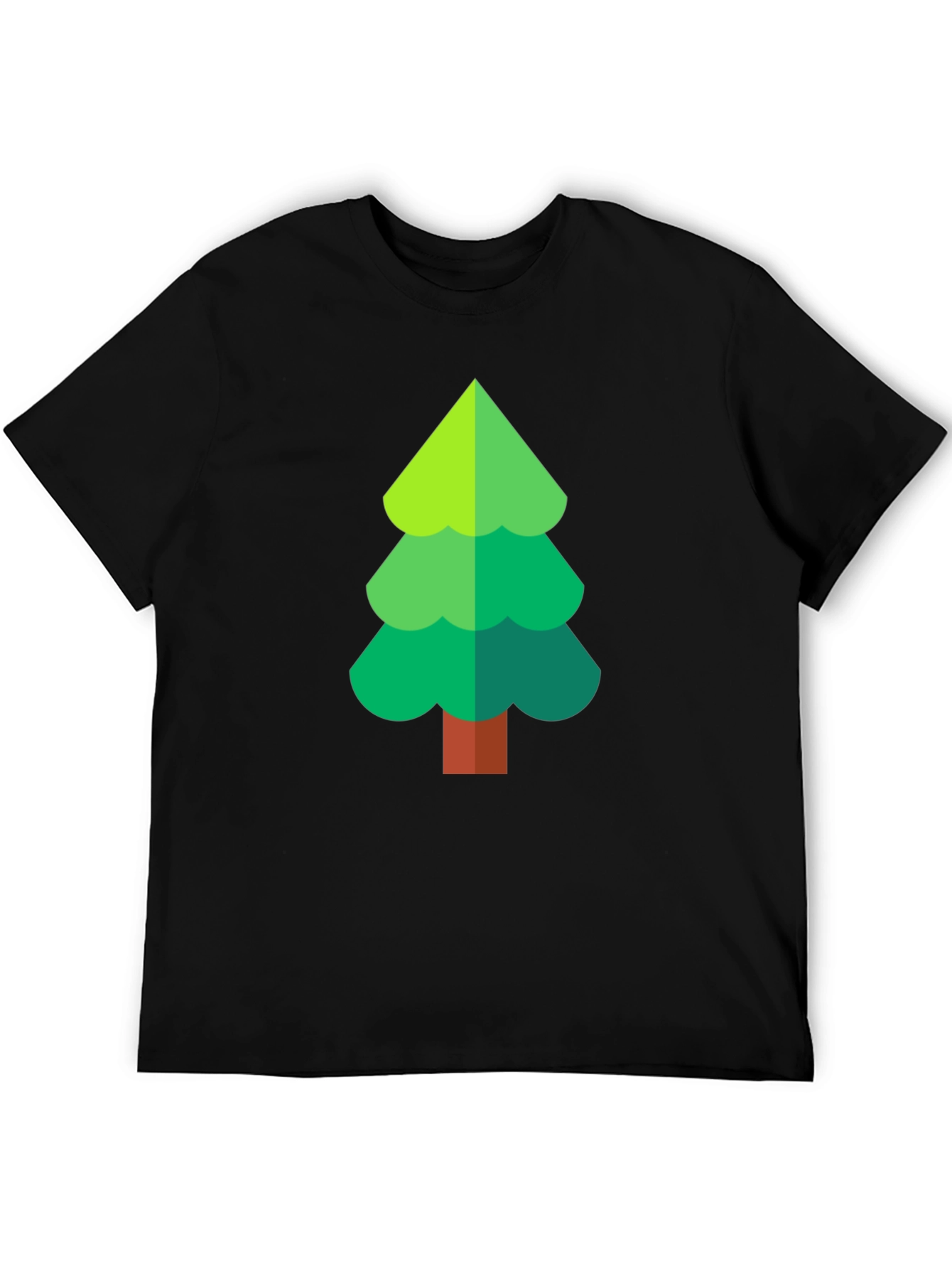 Green Tree Graphic Black T-Shirt