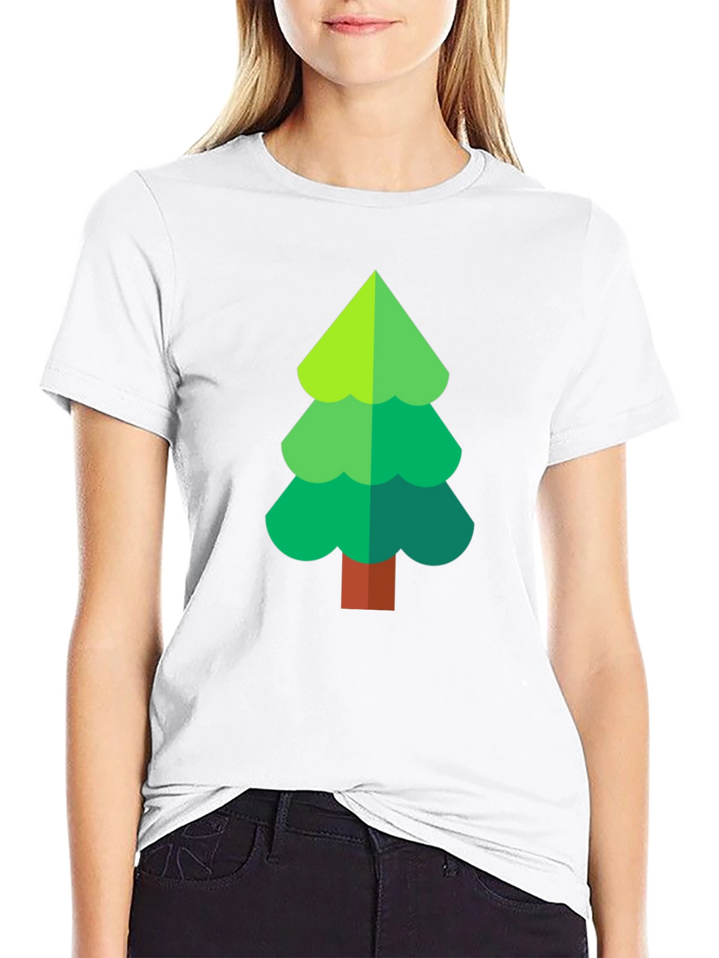 Green Tree Graphic Black T-Shirt