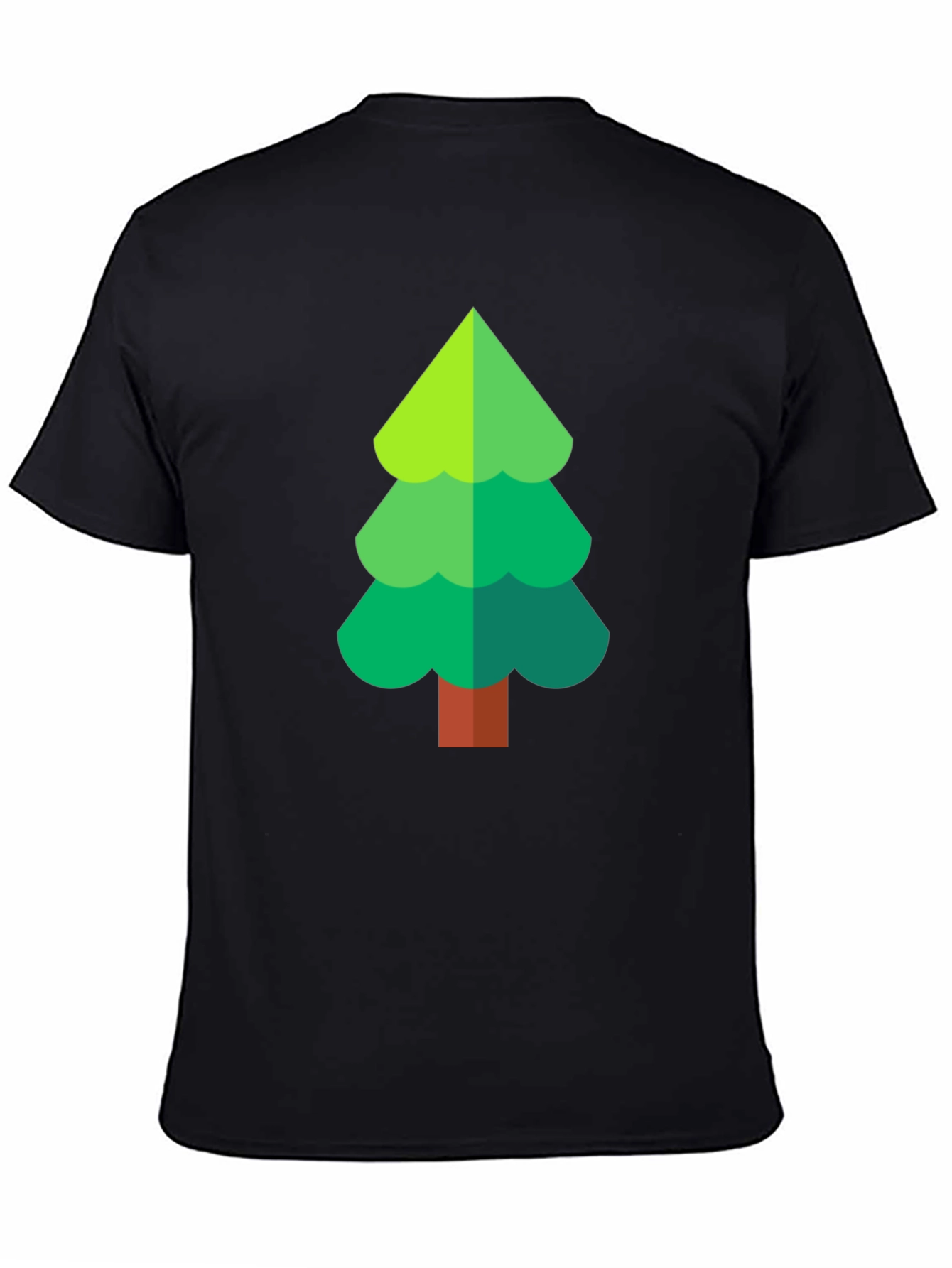 Green Tree Graphic Black T-Shirt