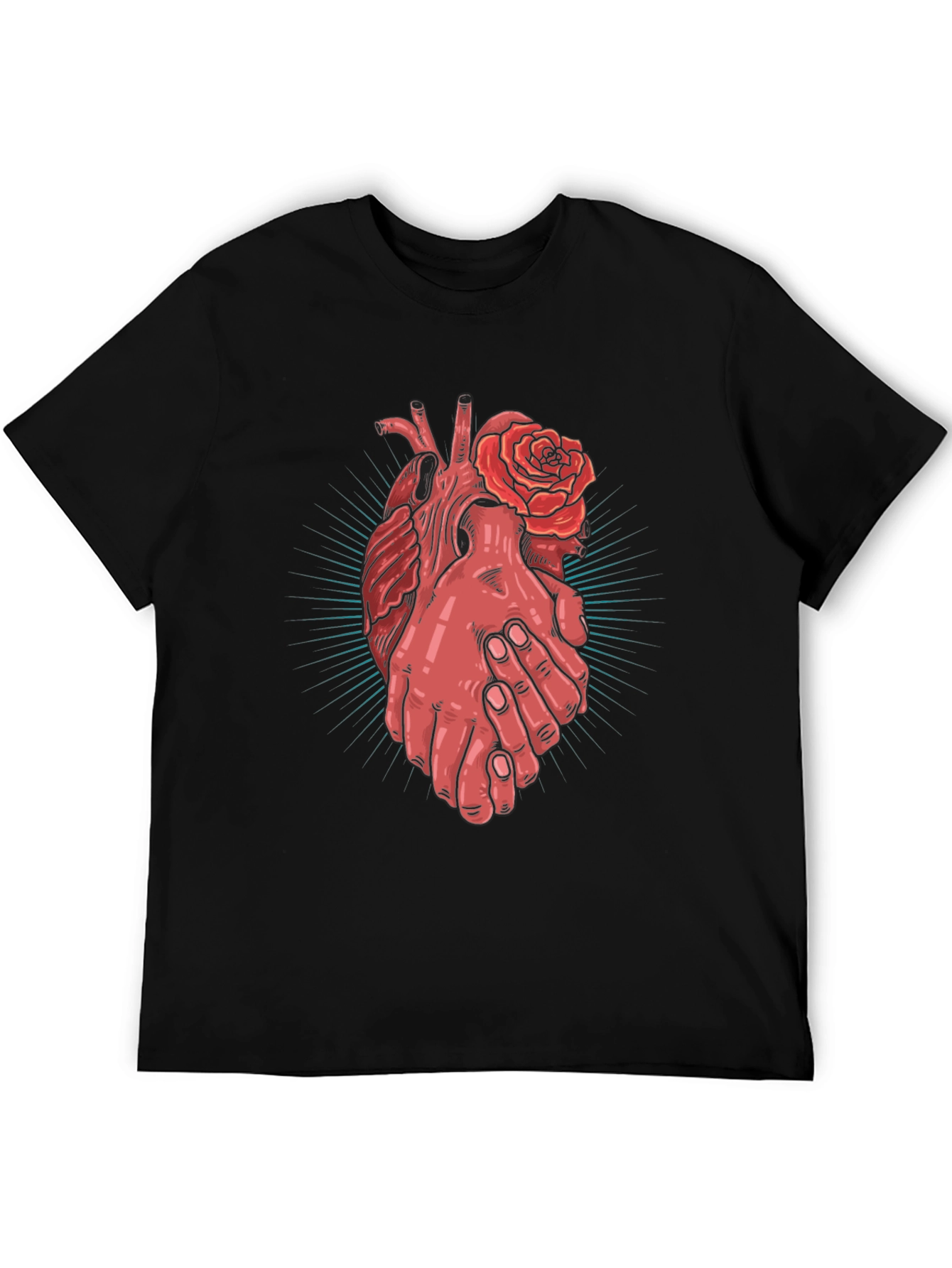 Heart and Hands Graphic Tee - Stylish Cotton Blend