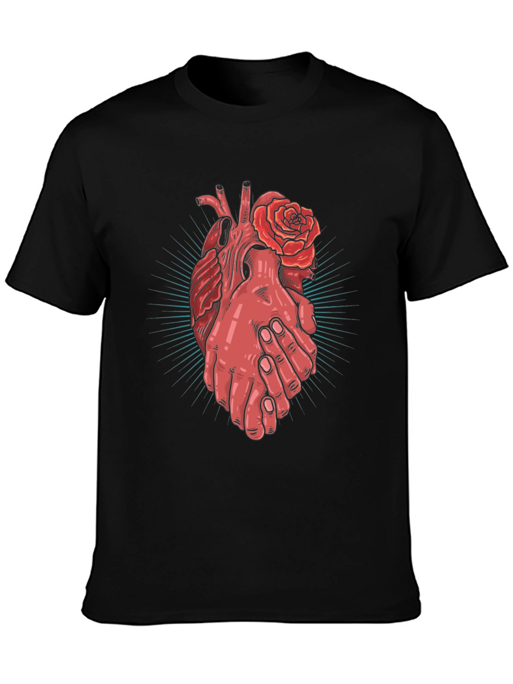 Heart and Hands Graphic Tee - Stylish Cotton Blend