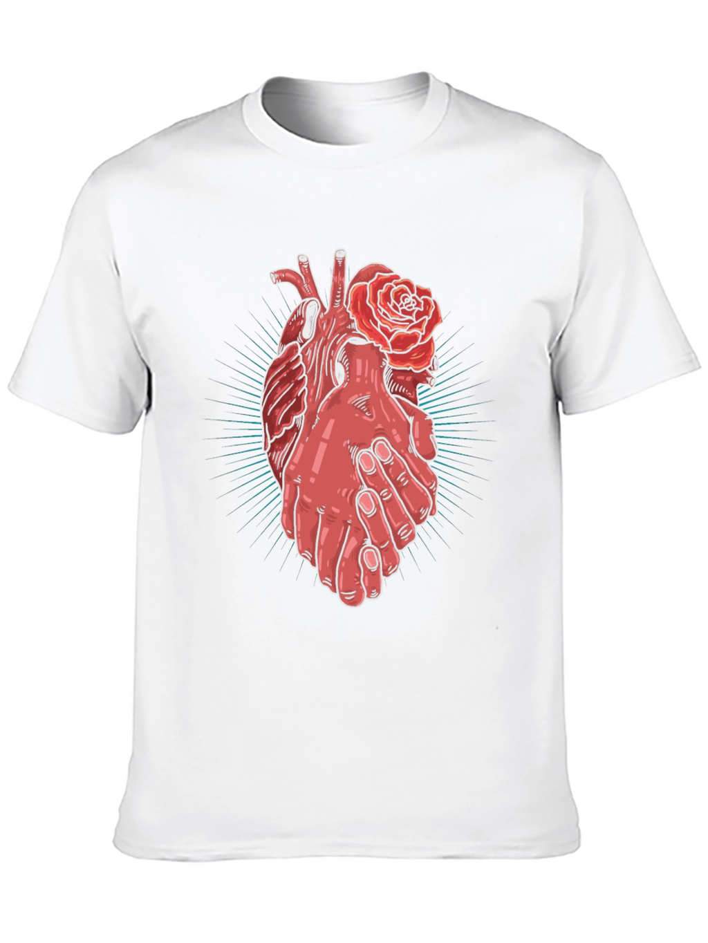 Heart and Hands Graphic Tee - Stylish Cotton Blend
