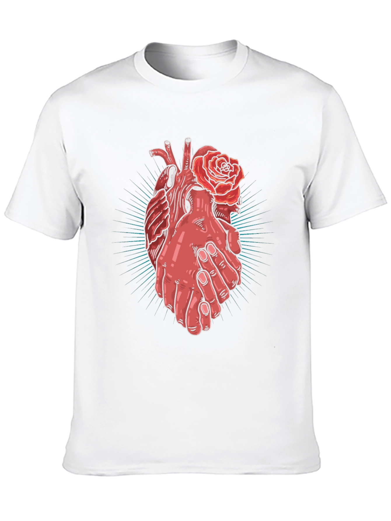 Heart and Hands Graphic Tee - Stylish Cotton Blend
