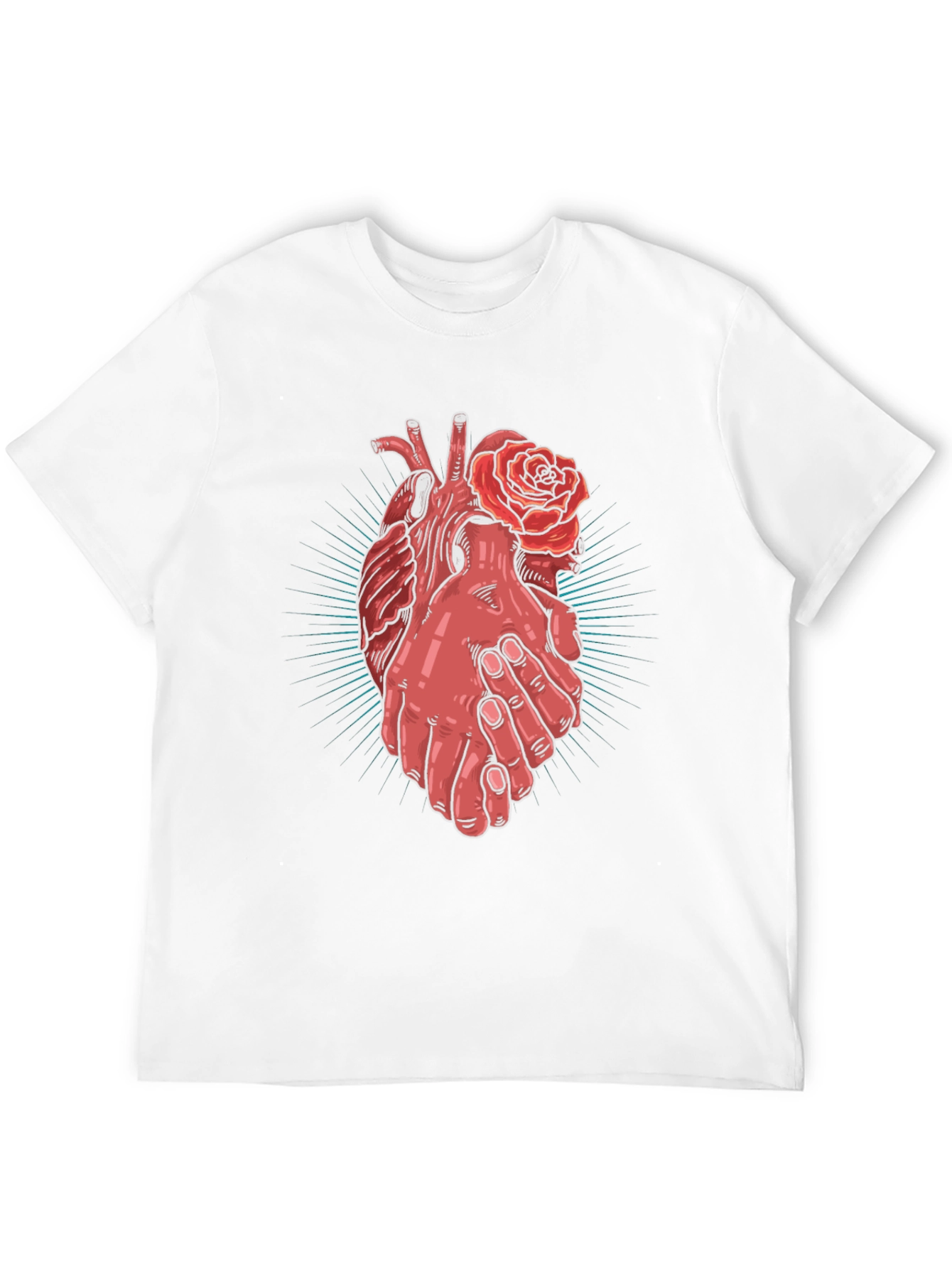 Heart and Hands Graphic Tee - Stylish Cotton Blend