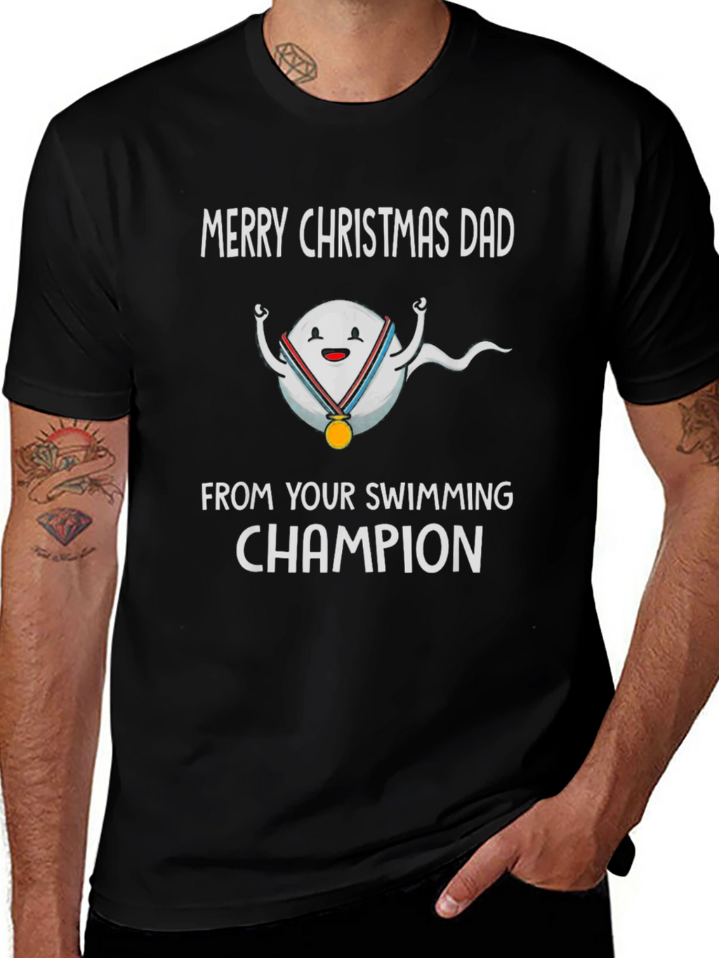 Funny Christmas Dad Swimming Champion T-Shirt
