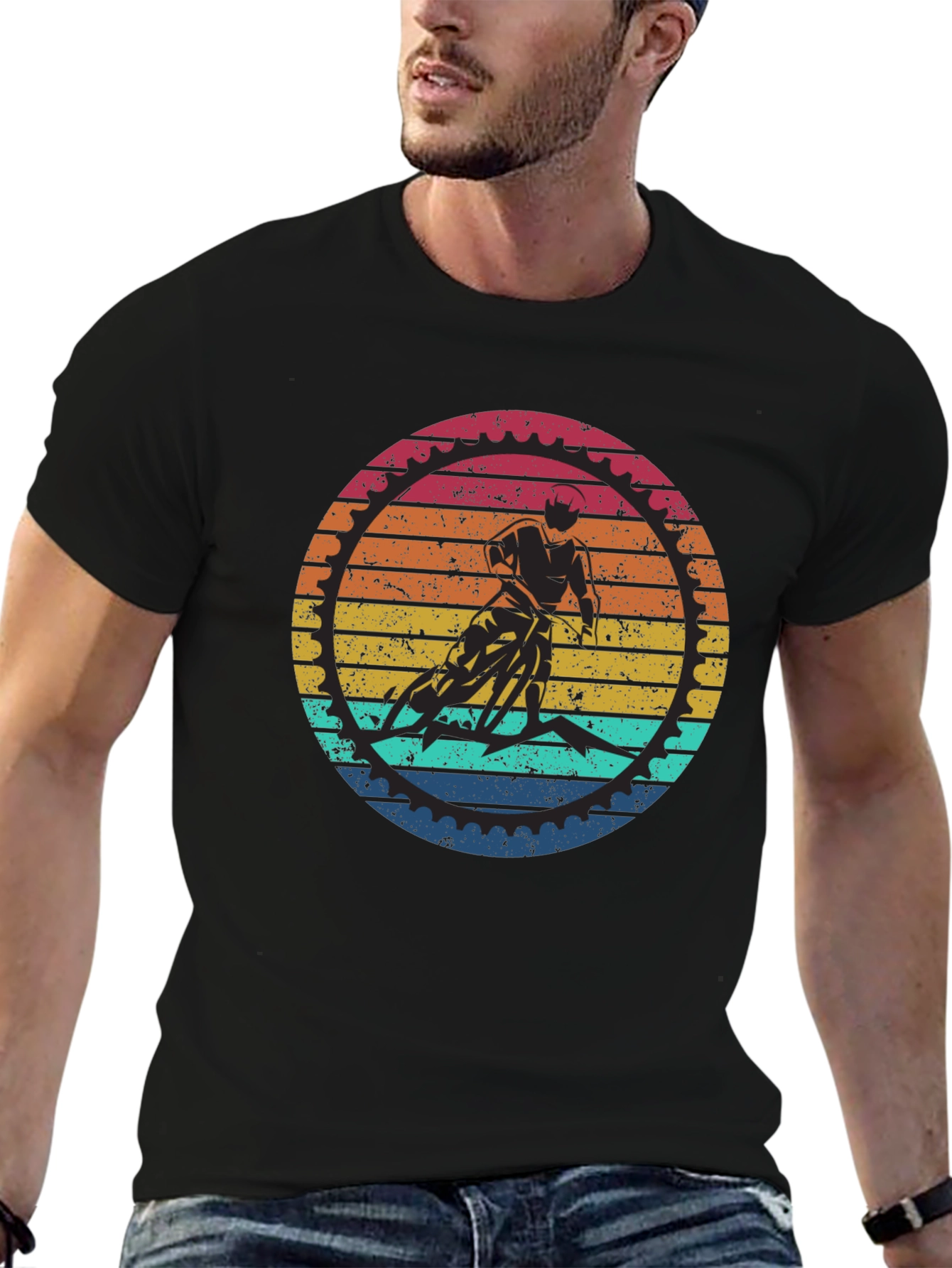 Retro Cycling Graphic T-Shirt - Black