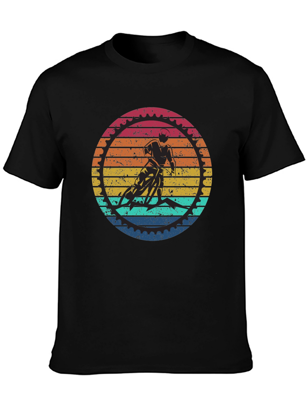 Retro Cycling Graphic T-Shirt - Black