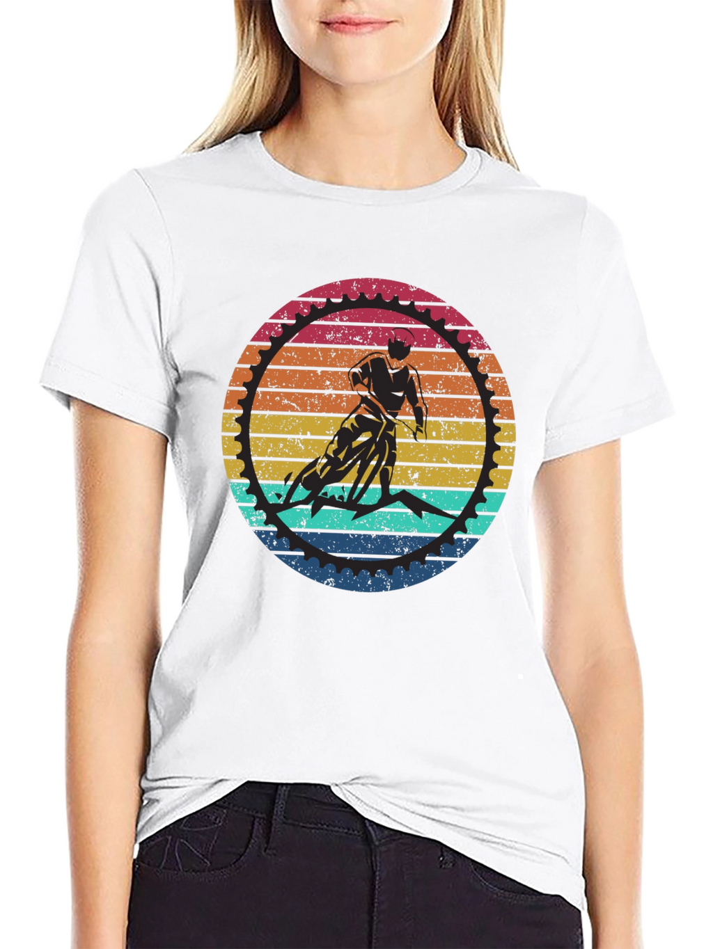 Retro Cycling Graphic T-Shirt - Black