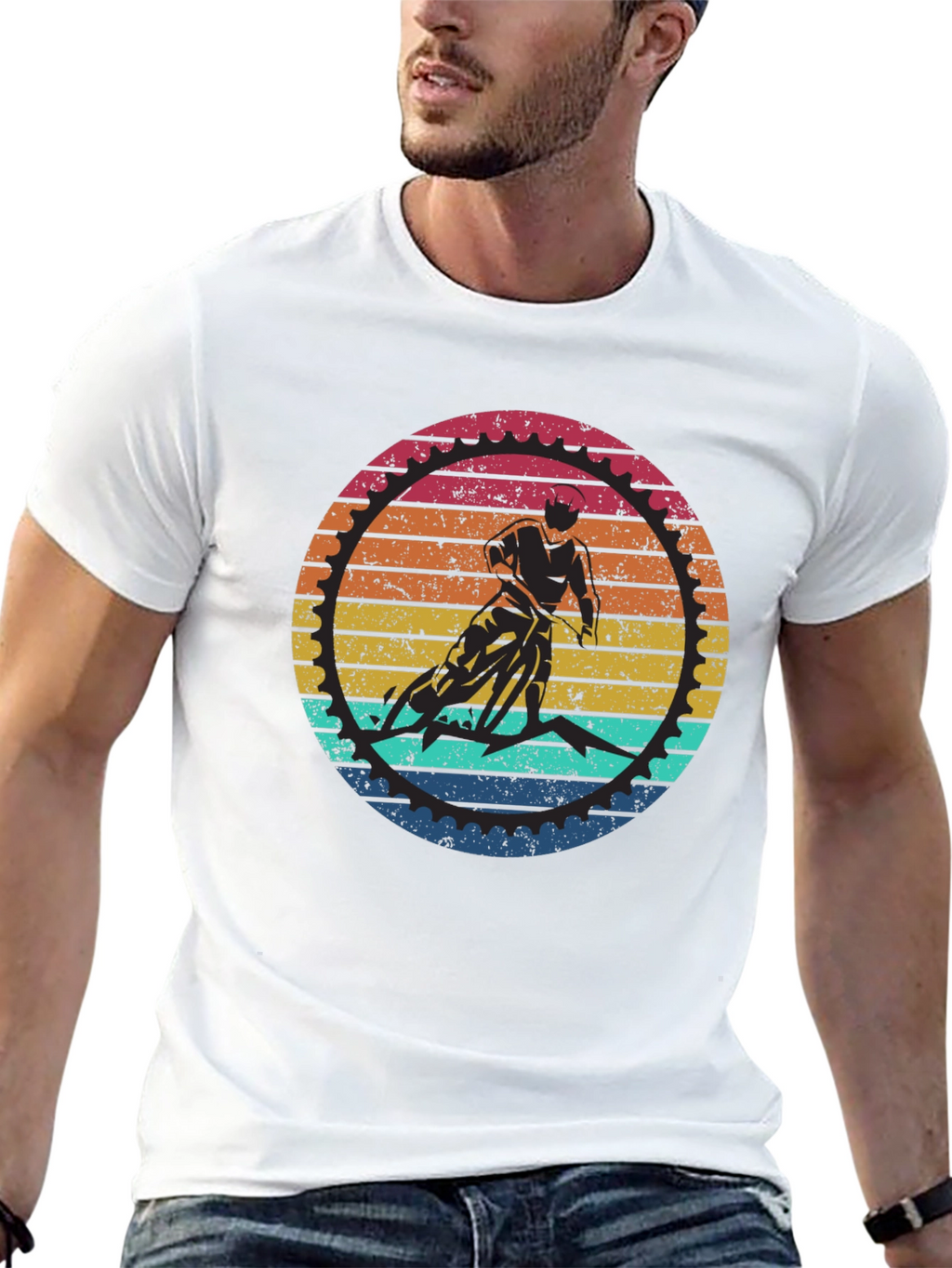 Retro Cycling Graphic T-Shirt - Black