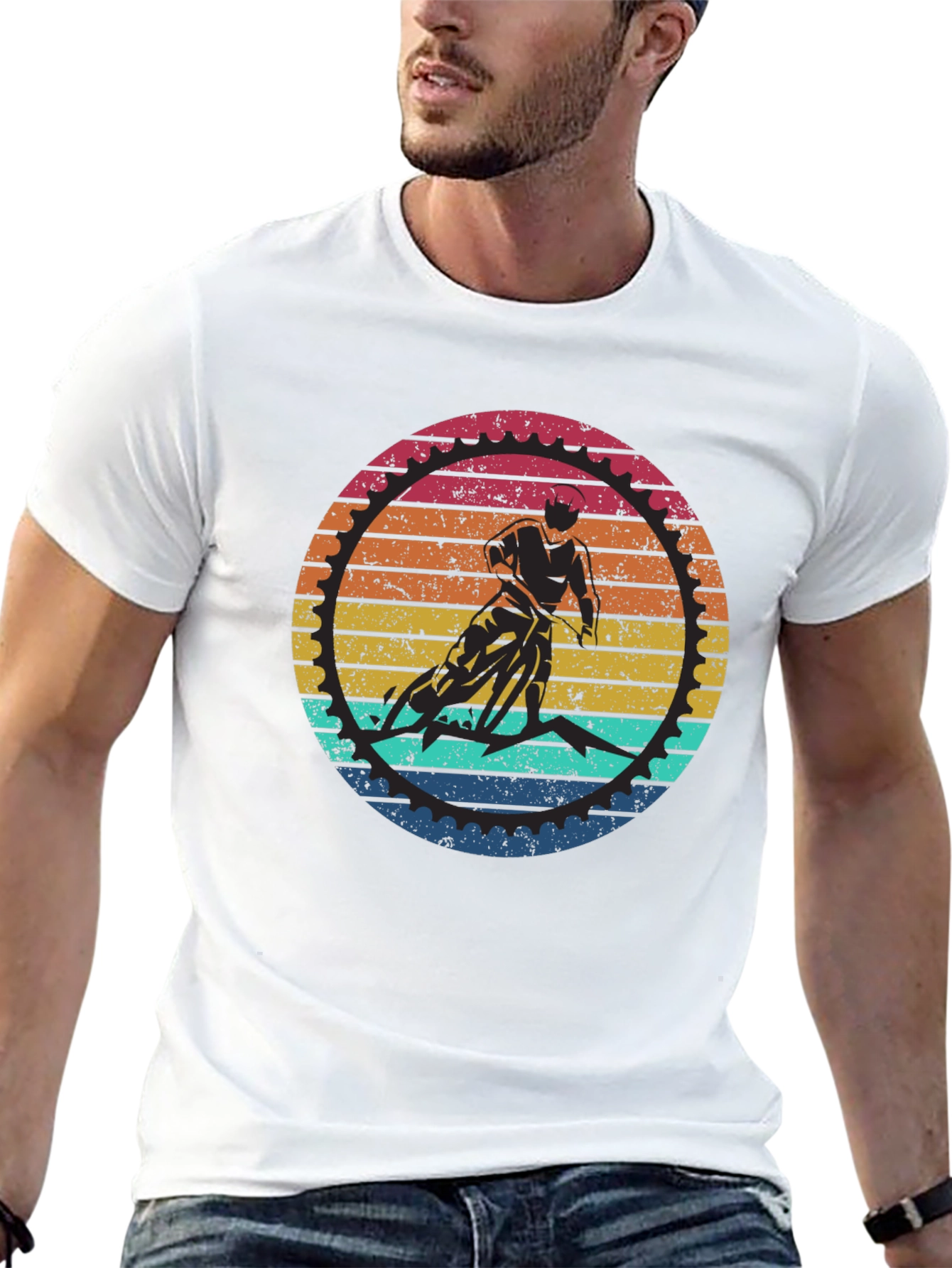 Retro Cycling Graphic T-Shirt - Black