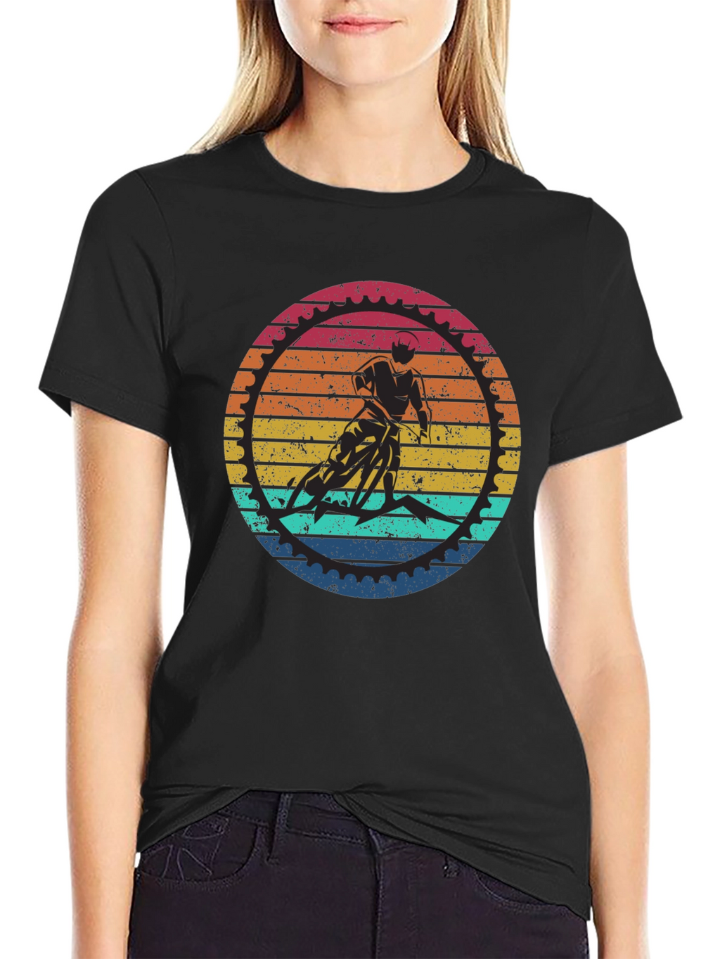 Retro Cycling Graphic T-Shirt - Black