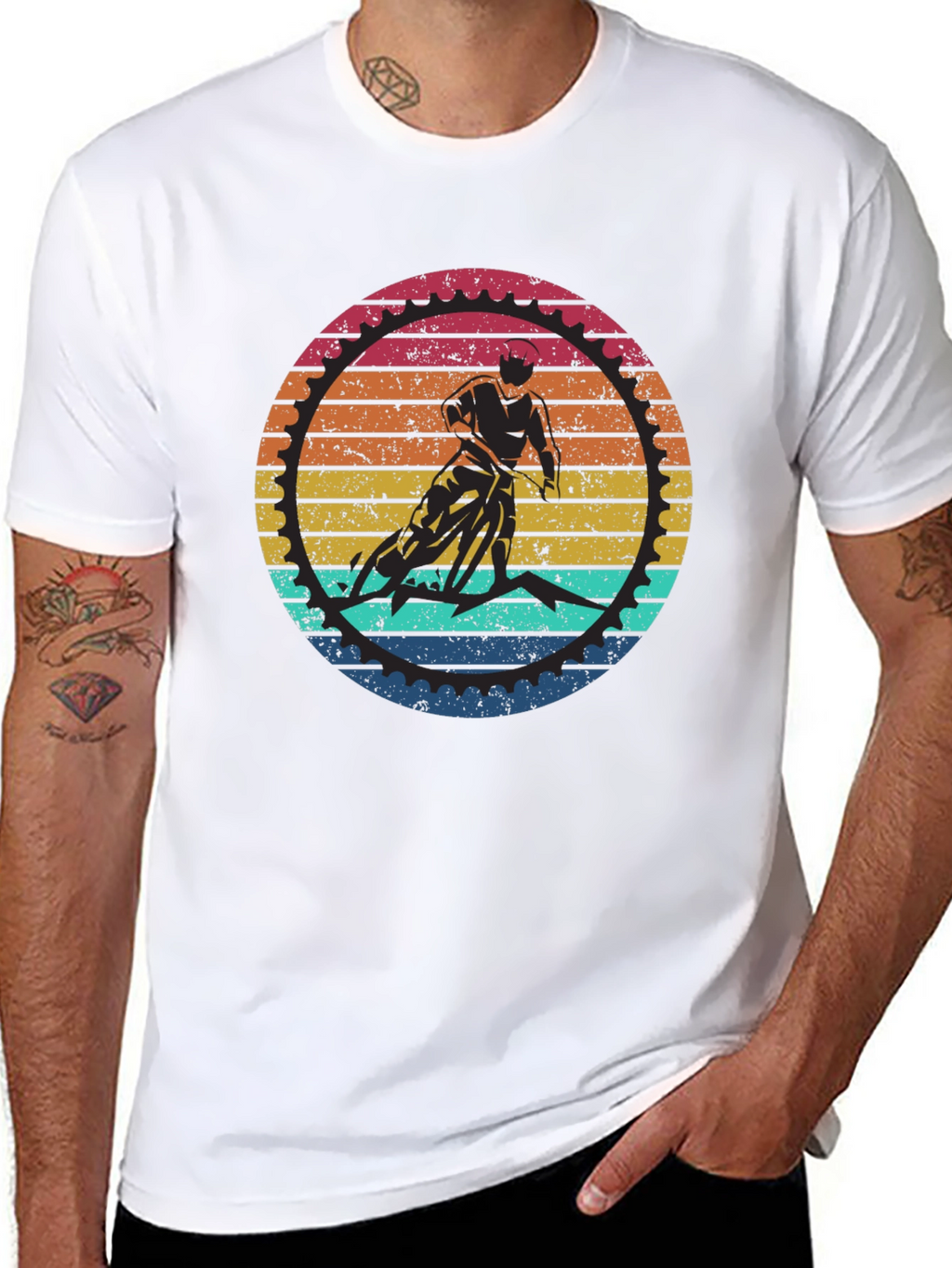 Retro Cycling Graphic T-Shirt - Black
